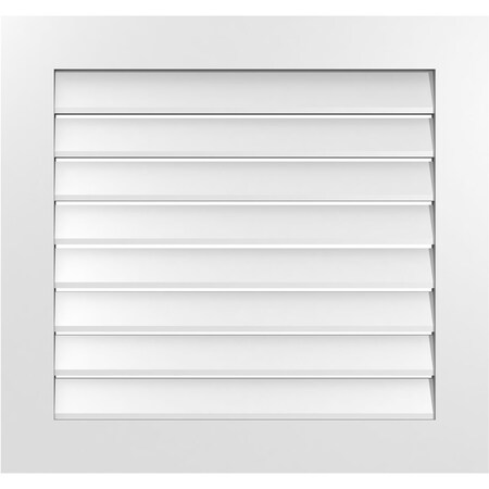 Ekena Millwork Vertical Surface Mount PVC Gable Vent: Functional, w/ 3-1/2"W x 1"P Standard Frame, 32"W x 30"H GVPVE32X3001SF